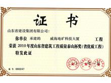 2010年度泰山杯獎（省優(yōu)質(zhì)工程）